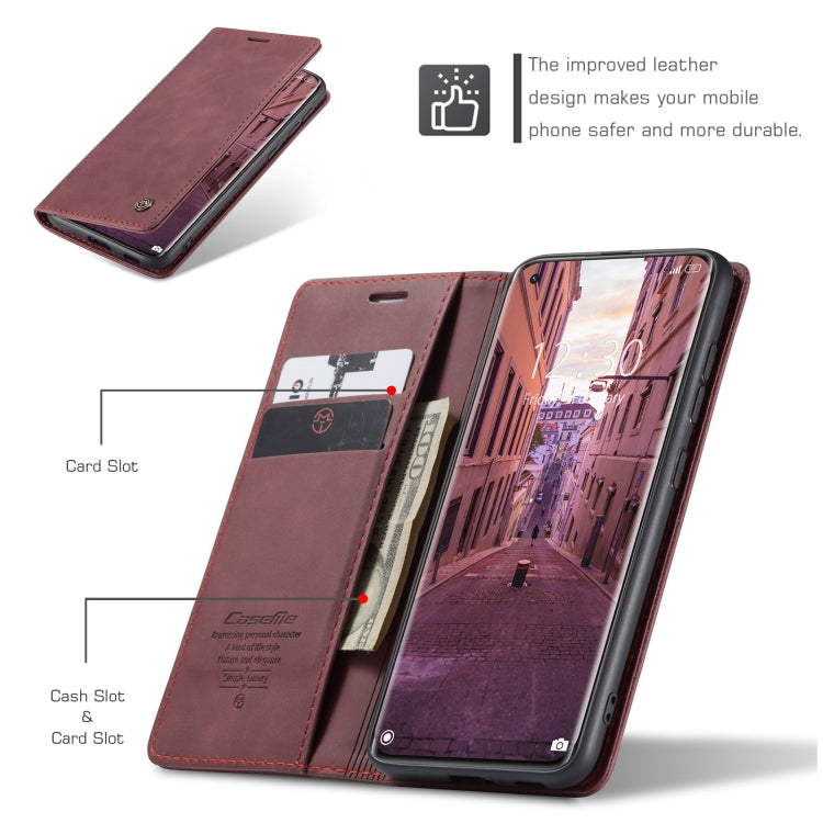For Xiaomi Mi 11 CaseMe 013 Multifunctional Horizontal Flip Leather Case with Holder & Card Slot & Wallet(Wine Red)