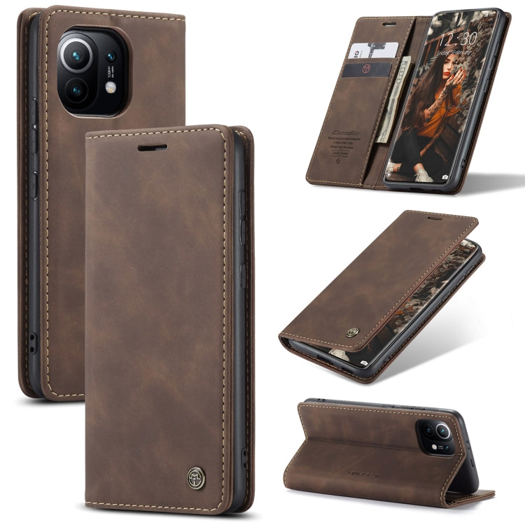 For Xiaomi Mi 11 CaseMe 013 Multifunctional Horizontal Flip Leather Case with Holder & Card Slot & Wallet(Coffee) - free shipping - PMC Jewellery - Order now!