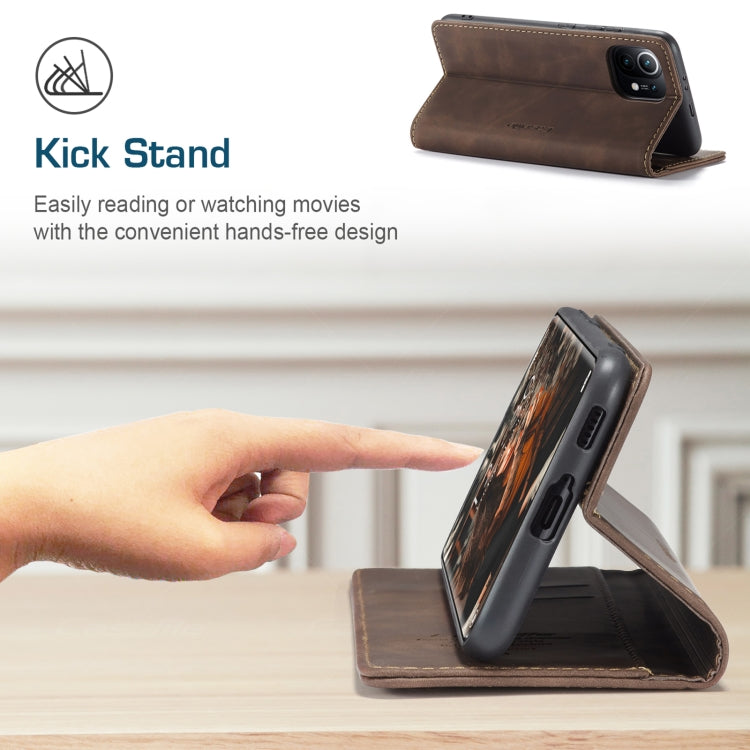 For Xiaomi Mi 11 CaseMe 013 Multifunctional Horizontal Flip Leather Case with Holder & Card Slot & Wallet(Coffee)