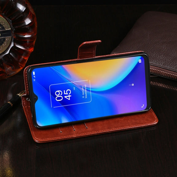 For TCL 20 SE idewei Crazy Horse Texture Horizontal Flip Leather Case with Holder & Card Slots & Wallet(Dark Blue)