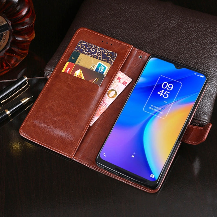 For TCL 20 SE idewei Crazy Horse Texture Horizontal Flip Leather Case with Holder & Card Slots & Wallet(Dark Blue)