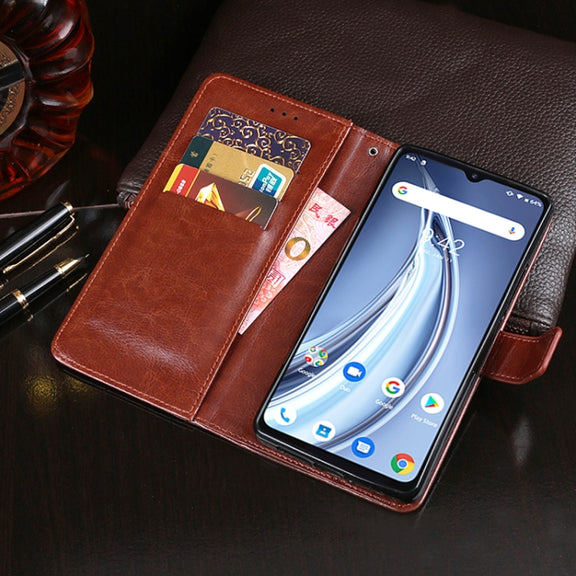 For UMIDIGI A9 idewei Crazy Horse Texture Horizontal Flip Leather Case with Holder & Card Slots & Wallet(Brown)