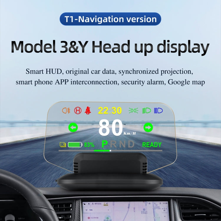 T1 5.1 inch Car HUD Head-up Display Overspeed Alarm / Remaining Battery Percentage Display for Tesla Model 3 / Y - Head Up Display System by PMC TechLife | Online Shopping South Africa | PMC TechLife | Buy Now Pay Later Mobicred