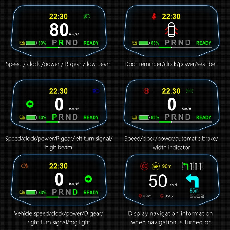 T1 5.1 inch Car HUD Head-up Display Overspeed Alarm / Remaining Battery Percentage Display for Tesla Model 3 / Y - Head Up Display System by PMC TechLife | Online Shopping South Africa | PMC TechLife | Buy Now Pay Later Mobicred