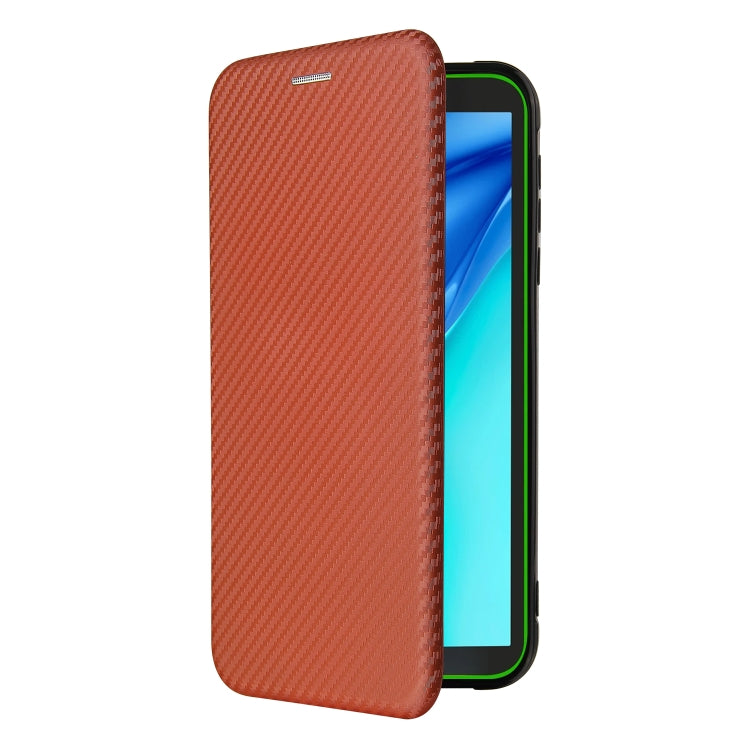 For Blackview BV6300 Pro Carbon Fiber Texture Horizontal Flip TPU + PC + PU Leather Case with Card Slot(Brown) - More Brand by PMC TechLife | Online Shopping South Africa | PMC TechLife | Buy Now Pay Later Mobicred