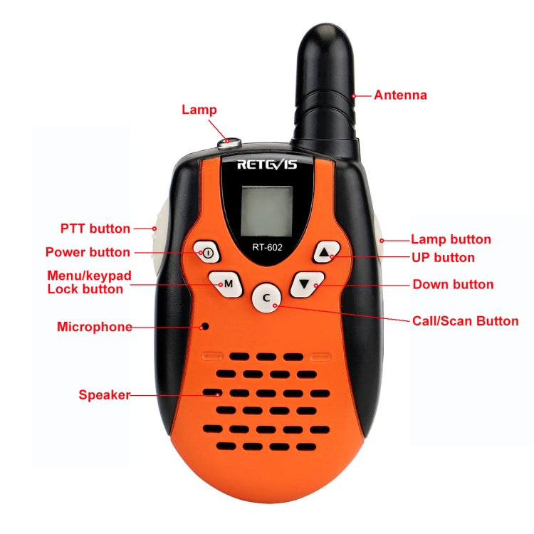 1 Pair RETEVIS RT602 0.5W US Frequency 462.550-467.7125MHz 22CHS Handheld Children Walkie Talkie, US Plug