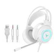 2 PCS G58 Head-Mounted Gaming Wired Headset with Microphone, Cable Length: about 2m, Color:White Colorful 3.5mm Version