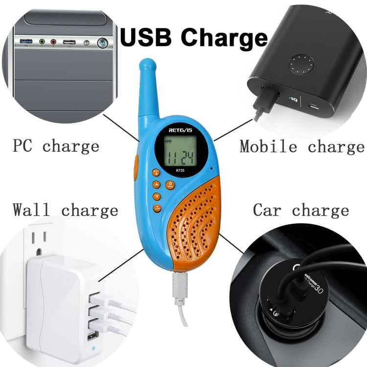 1 Pair RETEVIS RT35 0.5W US Frequency 462.550-467.7125MHz 22CH Handheld Children Walkie Talkie(Blue) - free shipping - PMC Jewellery - Order now!