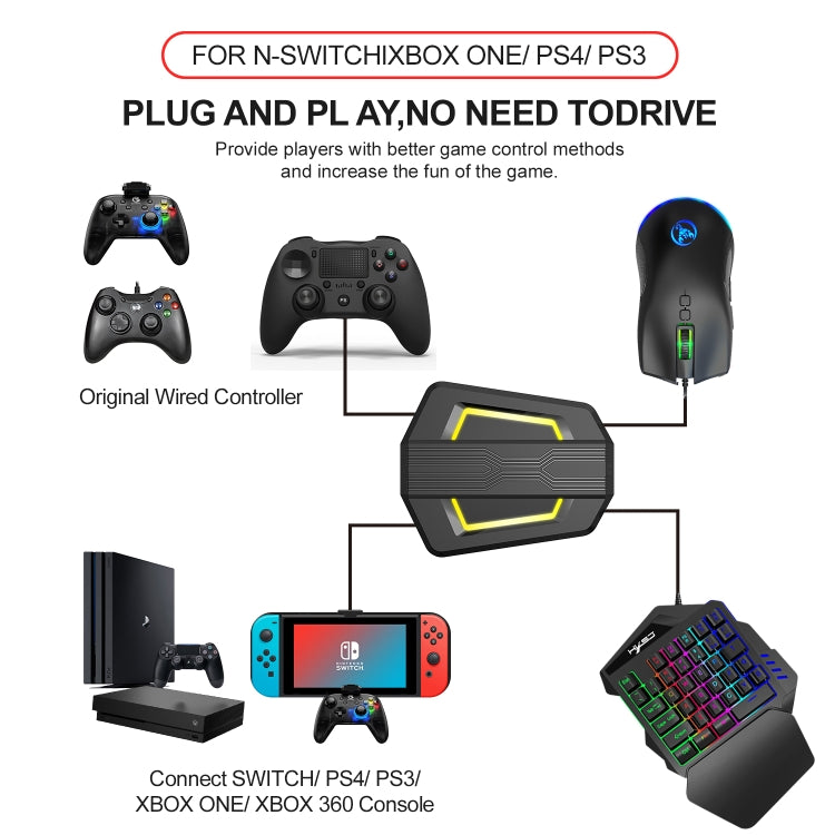 HXSJ P6+V100+A883 Keyboard Mouse Converter + One-handed Keyboard + Gaming Mouse Set - free shipping - PMC Jewellery - Order now!