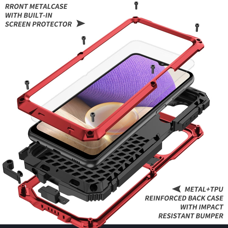 For Samsung Galaxy A32 5G / M32 5G R-JUST Waterproof Shockproof Dustproof Metal + Silicone Protective Case with Holder(Red) - free shipping - PMC TechLife - Order now!
