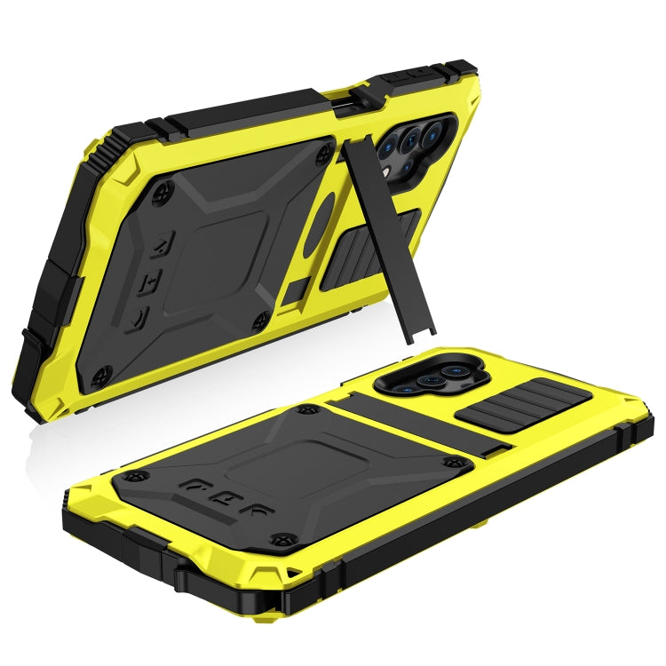 For Samsung Galaxy A32 5G / M32 5G R-JUST Waterproof Shockproof Dustproof Metal + Silicone Protective Case with Holder(Yellow) - Galaxy Phone Cases by R-JUST | Online Shopping South Africa | PMC TechLife