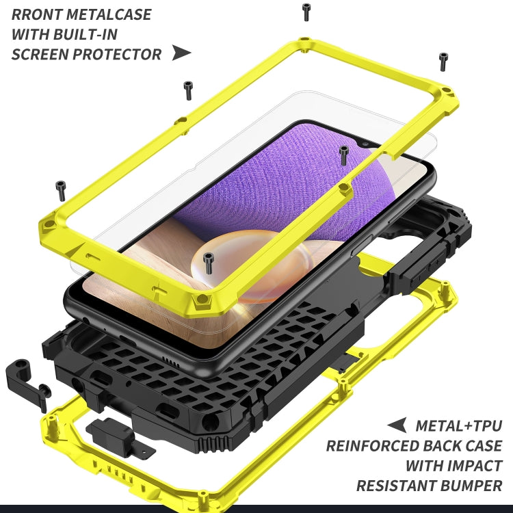 For Samsung Galaxy A32 5G / M32 5G R-JUST Waterproof Shockproof Dustproof Metal + Silicone Protective Case with Holder(Yellow) - Galaxy Phone Cases by R-JUST | Online Shopping South Africa | PMC TechLife