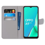 For OPPO A9 (2020) / A5 (2020) / A11X / A11 Coloured Drawing Cross Texture Horizontal Flip PU Leather Case with Holder & Card Slots & Wallet & Lanyard(Pink Flower Tower Bridge)
