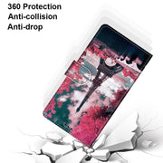 For OPPO A9 (2020) / A5 (2020) / A11X / A11 Coloured Drawing Cross Texture Horizontal Flip PU Leather Case with Holder & Card Slots & Wallet & Lanyard(Pink Flower Tower Bridge)