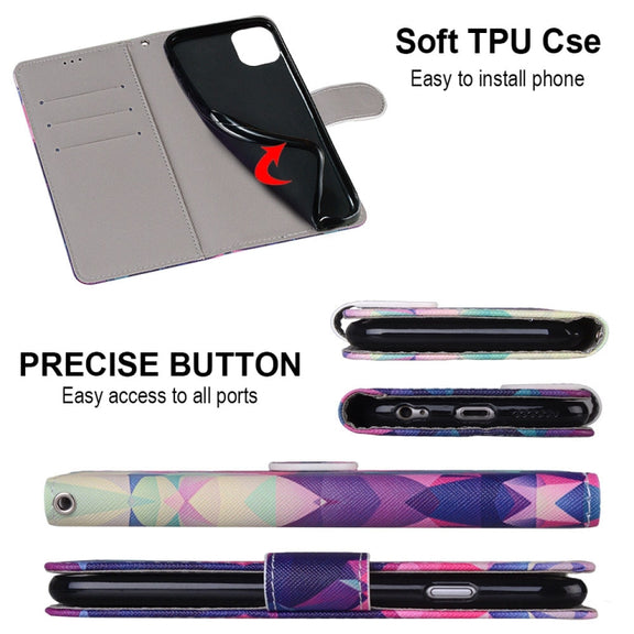 For OPPO A9 (2020) / A5 (2020) / A11X / A11 Coloured Drawing Cross Texture Horizontal Flip PU Leather Case with Holder & Card Slots & Wallet & Lanyard(Pink Flower Tower Bridge)