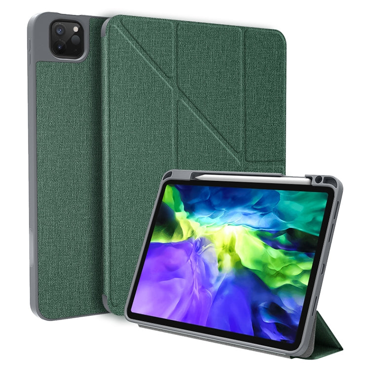 For iPad Pro 12.9 2022 / 2021 / 2020 Mutural Multi-fold Smart Leather Tablet Case(Dark Green) - free shipping - PMC Jewellery - Order now!