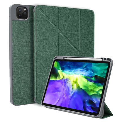 For iPad Pro 12.9 2022 / 2021 / 2020 Mutural Multi-fold Smart Leather Tablet Case(Dark Green) - free shipping - PMC Jewellery - Order now!