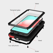 For Samsung Galaxy A32 5G LOVE MEI Metal Shockproof Water-resistant Dustproof Protective Case with Glass(Yellow)