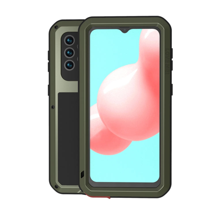For Samsung Galaxy A32 5G LOVE MEI Metal Shockproof Waterproof Dustproof Protective Case with Glass(Army Green) - free shipping - PMC TechLife - Order now!