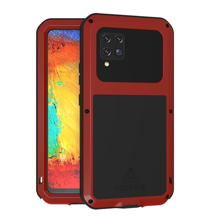 For Samsung Galaxy A42 LOVE MEI Metal Shockproof Waterproof Dustproof Protective Case with Glass(Red) - Galaxy Phone Cases by LOVE MEI | Online Shopping South Africa | PMC TechLife | Buy Now Pay Later Mobicred