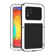 For Samsung Galaxy A42 LOVE MEI Metal Shockproof Water-resistant Dustproof Protective Case with Glass(White)