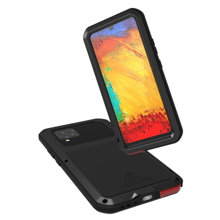 For Samsung Galaxy A42 LOVE MEI Metal Shockproof Water-resistant Dustproof Protective Case with Glass(White)