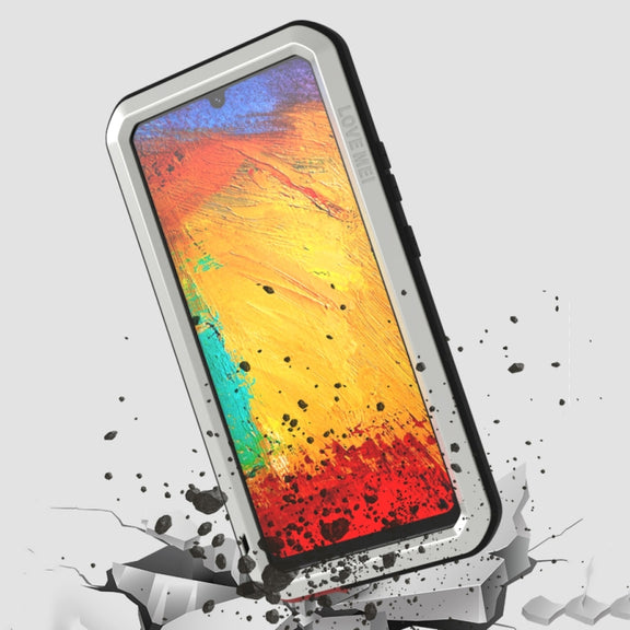 For Samsung Galaxy A42 LOVE MEI Metal Shockproof Water-resistant Dustproof Protective Case with Glass(White)