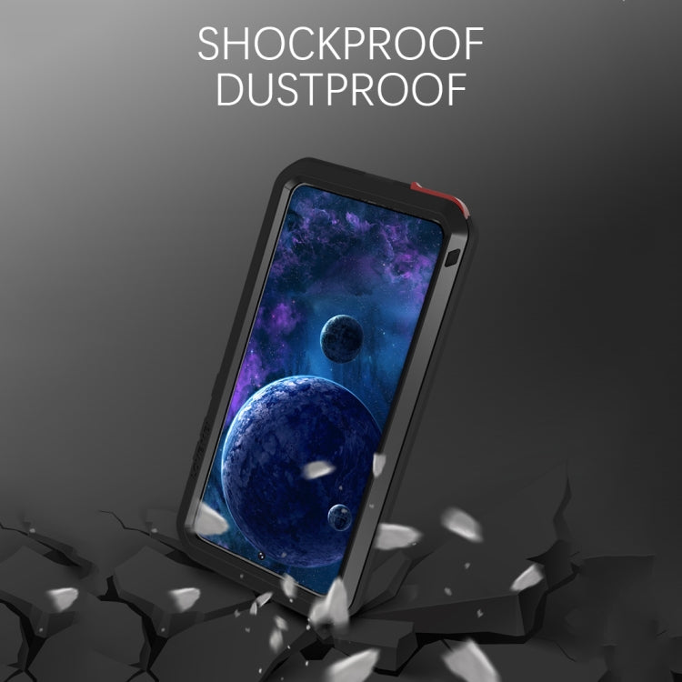 For Samsung Galaxy A52 5G / 4G LOVE MEI Metal Shockproof Water-resistant Dustproof Protective Case with Glass(Silver)