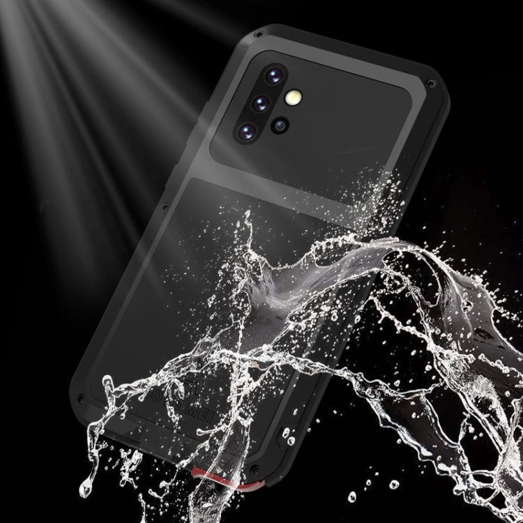 For Samsung Galaxy A52 5G / 4G LOVE MEI Metal Shockproof Water-resistant Dustproof Protective Case with Glass(White)