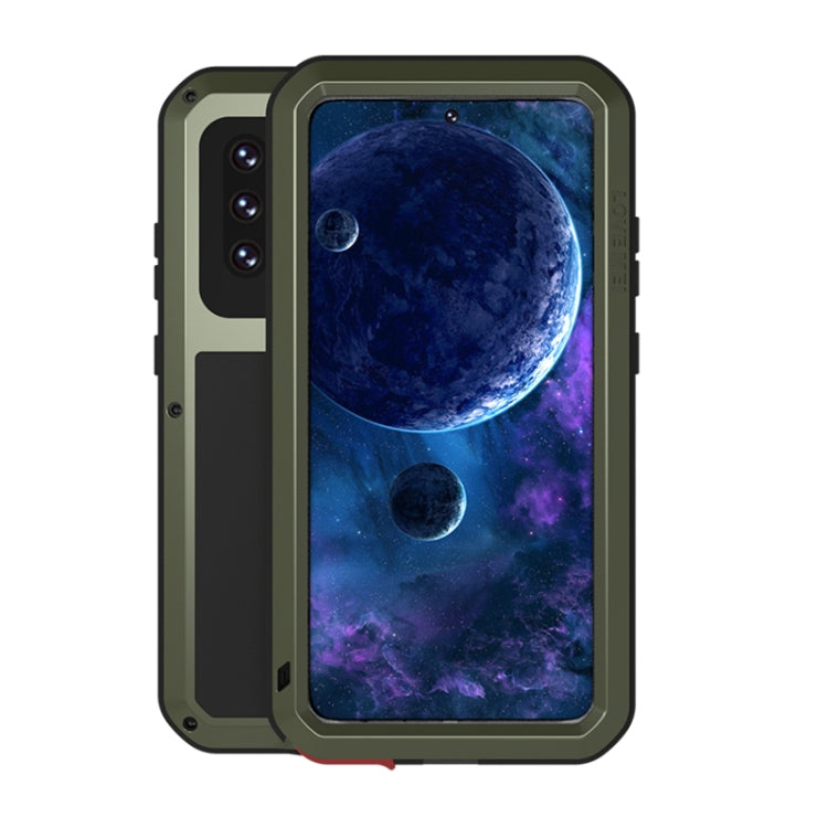 For Samsung Galaxy A52 5G / 4G LOVE MEI Metal Shockproof Waterproof Dustproof Protective Case with Glass(Army Green) - Galaxy Phone Cases by LOVE MEI | Online Shopping South Africa | PMC TechLife | Buy Now Pay Later Mobicred