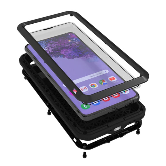For Samsung Galaxy S21+ 5G LOVE MEI Metal Shockproof Water-resistant Dustproof Protective Case with Glass(Black)