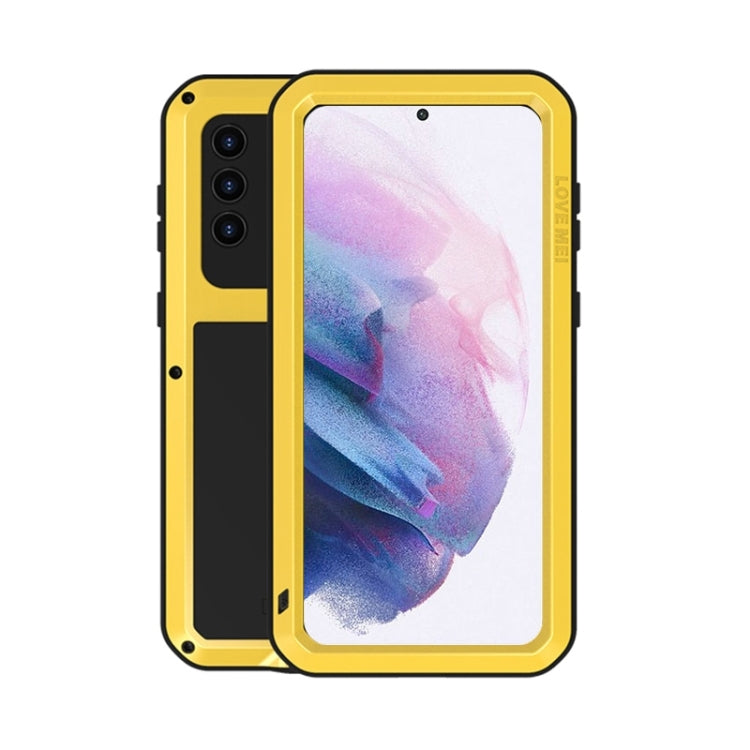 For Samsung Galaxy S21+ 5G LOVE MEI Metal Shockproof Waterproof Dustproof Protective Case with Glass(Yellow) - free shipping - PMC TechLife - Order now!