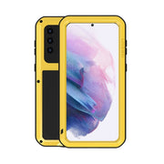 For Samsung Galaxy S21+ 5G LOVE MEI Metal Shockproof Water-resistant Dustproof Protective Case with Glass(Yellow)