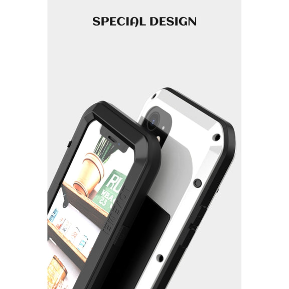 For iPhone 12 LOVE MEI Metal Shockproof Life Water-resistant Dustproof Protective Case(Black)