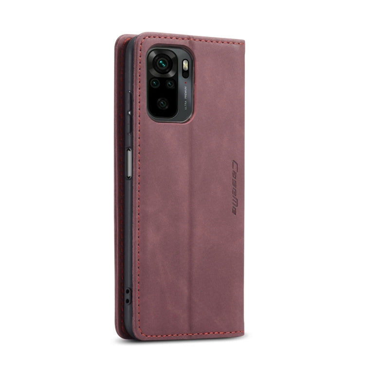 For Xiaomi Redmi Note 10 4G / Note 10s CaseMe 013 Multifunctional Horizontal Flip Leather Case with Holder & Card Slot & Wallet(Wine Red)