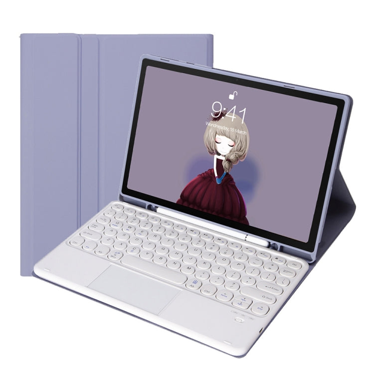 YT098B-A Detachable Candy Color Skin Feel Texture Round Keycap Bluetooth Keyboard Leather Case with Touch Control For iPad Air 11 2024 / 2025 / Air 4 10.9 2020 / Air 5 10.9 2022 (Purple) - free shipping - PMC TechLife - Order now!