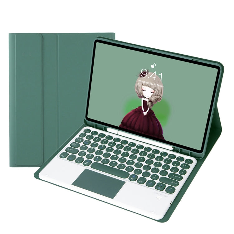 YT11B-A Detachable Candy Color Skin Feel Texture Round Keycap Bluetooth Keyboard Leather Case with Touch Control For iPad Pro 11 inch 2020 & 2018(Dark Green) - For iPad Pro by PMC TechLife | Online Shopping South Africa | PMC TechLife