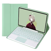 YT11B-A Detachable Candy Color Skin Feel Texture Round Keycap Bluetooth Keyboard Leather Case with Touch Control For iPad Air 4 2020 / Air 5 2022 / Pro 11 inch 2022 / 2021 / 2020 / 2018(Light Green)