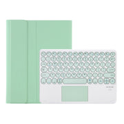 YT11B-A Detachable Candy Color Skin Feel Texture Round Keycap Bluetooth Keyboard Leather Case with Touch Control For iPad Air 4 2020 / Air 5 2022 / Pro 11 inch 2022 / 2021 / 2020 / 2018(Light Green)