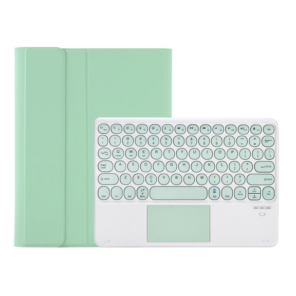 YT11B-A Detachable Candy Color Skin Feel Texture Round Keycap Bluetooth Keyboard Leather Case with Touch Control For iPad Air 4 2020 / Air 5 2022 / Pro 11 inch 2022 / 2021 / 2020 / 2018(Light Green)