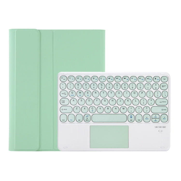 YT11B-A Detachable Candy Color Skin Feel Texture Round Keycap Bluetooth Keyboard Leather Case with Touch Control For iPad Air 4 2020 / Air 5 2022 / Pro 11 inch 2022 / 2021 / 2020 / 2018(Light Green)