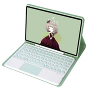 YT11B-A Detachable Candy Color Skin Feel Texture Round Keycap Bluetooth Keyboard Leather Case with Touch Control For iPad Air 4 2020 / Air 5 2022 / Pro 11 inch 2022 / 2021 / 2020 / 2018(Light Green)