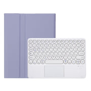 YT11B-A Detachable Candy Color Skin Feel Texture Round Keycap Bluetooth Keyboard Leather Case with Touch Control For iPad Pro 11 inch 2020 & 2018(Purple)