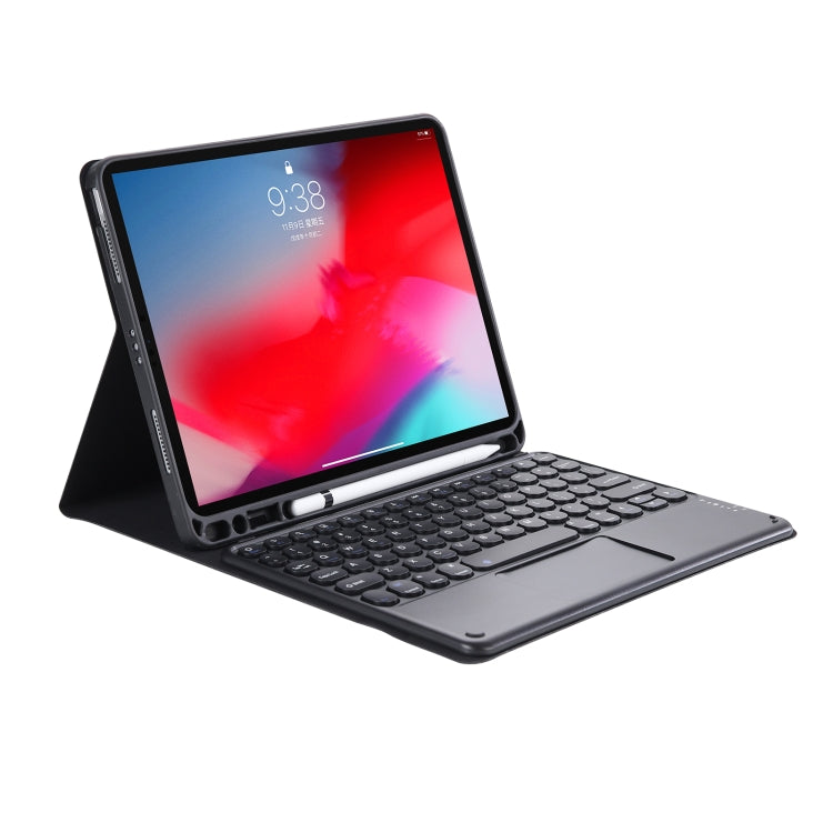 YT102B-A Detachable Candy Color Skin Feel Texture Round Keycap Bluetooth Keyboard Leather Case with Touch Control For iPad 10.2 2020 & 2019 / Air 2019 / Pro 10.5 inch(Black) - Universal by PMC TechLife | Online Shopping South Africa | PMC TechLife