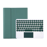 YT07B-A Detachable Candy Color Skin Feel Texture Round Keycap Bluetooth Keyboard Leather Case with Touch Control For iPad 9.7 inch 2018 & 2017 / Pro 9.7 inch / Air 2 / Air(Dark Green)