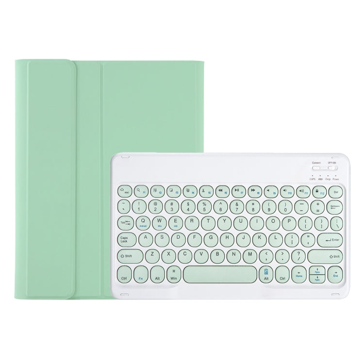 YT098B Detachable Candy Color Skin Feel Texture Round Keycap Bluetooth Keyboard Leather Case For iPad Air 4 10.9 2020 / Air 5 10.9 2022 (Light Green)