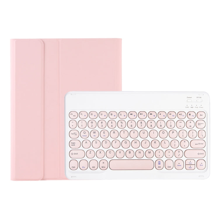 YT11B Detachable Candy Color Skin Feel Texture Round Keycap Bluetooth Keyboard Leather Case For iPad Pro 11 inch 2020 & 2018(Pink)