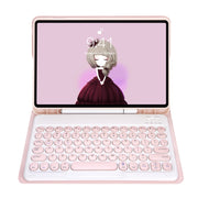 YT11B Detachable Candy Color Skin Feel Texture Round Keycap Bluetooth Keyboard Leather Case For iPad Pro 11 inch 2020 & 2018(Pink)