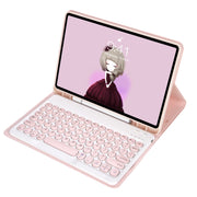 YT11B Detachable Candy Color Skin Feel Texture Round Keycap Bluetooth Keyboard Leather Case For iPad Pro 11 inch 2020 & 2018(Pink)