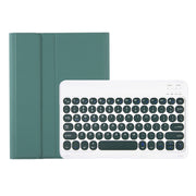 YT11B Detachable Candy Color Skin Feel Texture Round Keycap Bluetooth Keyboard Leather Case For iPad Pro 11 inch 2020 & 2018(Dark Green)